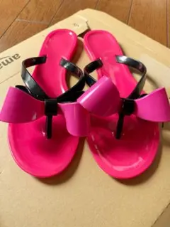 リボン　サンダル　ピンク