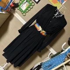 レトロ古着 カシュクール風 ビーズ装飾✦ 長袖ワンピース ヴィンテージ 古着