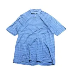 DOCKERS 半袖ポロシャツ　ボーダー模様　ライトブルー　M 8fのサムネイル