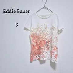 エディーバウアー　白Tシャツ　ホワイト　柄入り　ピンク　コットン100　Sのサムネイル