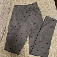 キッズレギンス グレーに黒のドット 150cm