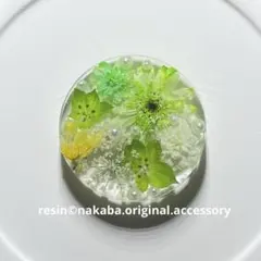 826可憐な♡レジンヘアゴム ホワイトモッコウバラ グリーンブーケ