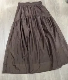しまむら tal.byyumi コラボ シアー スカート ブラウン ロング