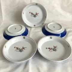 有田焼 西山　赤絵花草紋　小皿　五客揃
