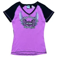 Harley-Davidson Tシャツ Vネック 古着 ピンク Lサイズのサムネイル