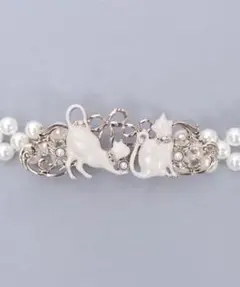 リボンキャットパールベルト　ゴールド　白　ホワイト　白猫　アクシーズファム