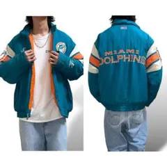 超希少 NFL マイアミ・ドルフィンズ 中綿 キルティング ナイロンジャケット。