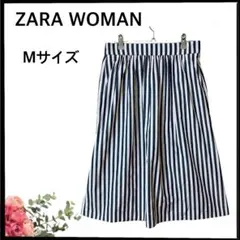 (C-289) ZARA WOMAN ストライプ ひざ丈 スカート M