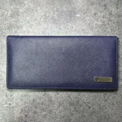 極美品 ブラックレーベル クレストブリッジ 長財布ネイビーブルー日本製 牛革