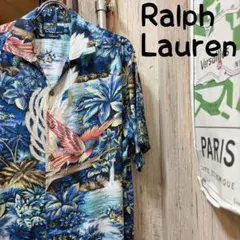 QR確認済・極美品】ラルフローレン/アロハシャツ/総柄/シアサッカー/L