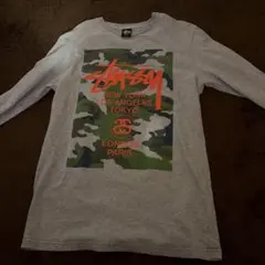 Stussy 長袖カットソー カモフラ柄ロゴ Mサイズ