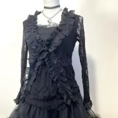 黒 フリル レース