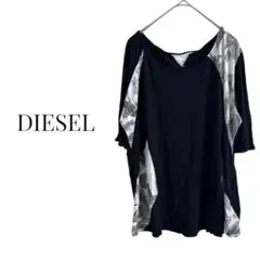 ディーゼル デザイン5分丈Tシャツ 薄手 カジュアル ヴィンテージ 夏 ブラック