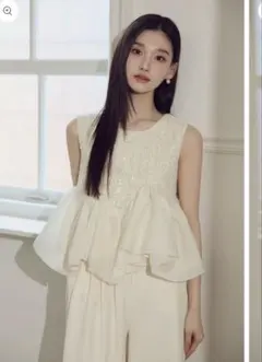 【新品未使用】polaura ポローラ　スパークル ツイード ペプラムトップス