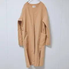 スローブイエナ ロングコート 茶色 ウール モヘヤ ベルト ノーカラー 
