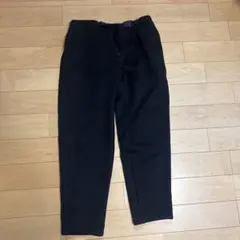 ブラック ワイドパンツ フリース素材