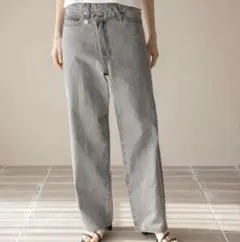LOWRYSFARM アシメデニムパンツ　グレー