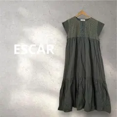 【大人可愛い】ESCAR エスカー パネルレース切替 ティアードワンピース 刺繍のサムネイル