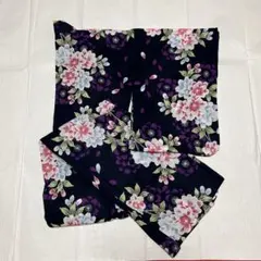 浴衣 紺色　花柄　レディース