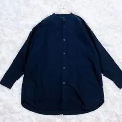 ムジラボ ユニセックス ミドル丈　オーバーサイズ　スタンドカラーシャツ X〜XL