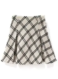 最終値下げダイヤチェック柄ツイードフレアミニスカート[mei37]