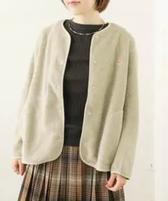 【美品】DANTON ダントン　ノーカラーフリースジャケット
