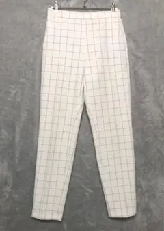 GU♡ストレッチ テーパードパンツ ウィンドウペン ウエストゴム M