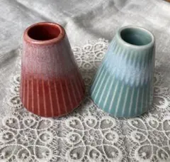 未使用品　陶器 一輪挿し ２個セット まとめ売り 花瓶 フラワーベース