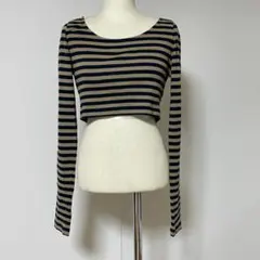 LAGUA GEM F ショート丈カットソー トライプ 長袖 ボーダー