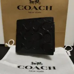COACH 二つ折り財布 ブラック シグネチャーのサムネイル