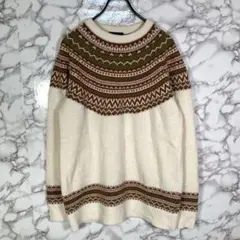 SHIPS　シップス　（M）　ノルディック柄ニットセーター　茶系