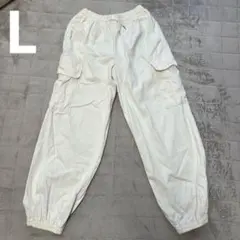 GU　ジーユー　レディース　ワークパンツ　カーゴパンツ　ホワイト　L