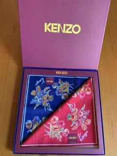 【新品】　KENZO 花柄 ハンカチ 2枚セット　ネイビーとレッド　最終値下げ