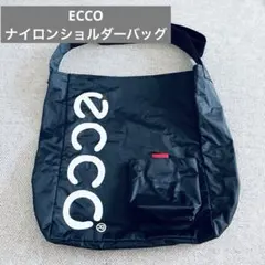 美品【ECCO】黒 ナイロンショルダーバッグ ブラック ロゴ入りのサムネイル