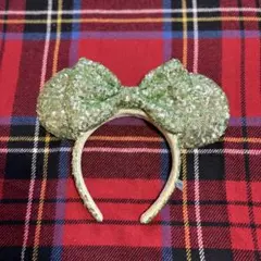 ディズニー　ミニーマウス　カチューシャ　スパンコール　　グリーン