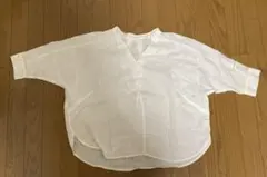 GU ジーユー リネンシャツ スキッパー 白 Sサイズ