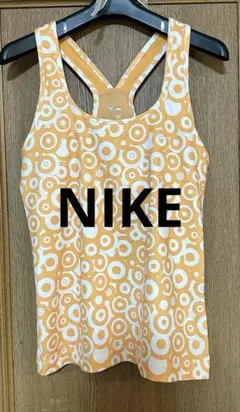 Nike ナイキ　オレンジ円形模様タンクトップ M ブラトップ 胸パット付き