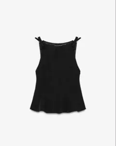 ZARA ザラ ぺプラムリボントップス - メルカリ