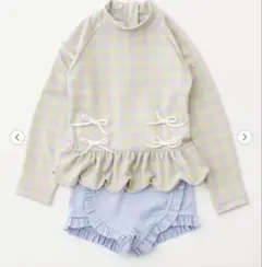 グリーンレーベルリラクシング 水着 110cm ギンガム ラッシュガード セット