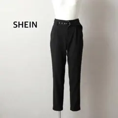 SHEIN シーイン ブラック ベルト付き テーパードパンツ Sサイズ