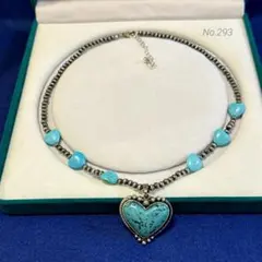 ヴィンテージ デザイン　ターコイズブルー　ネックレス　ハート　アクセサリー