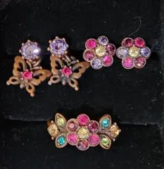 ANNA SUI 蝶と花のモチーフ リング ピアス ピアスチャームセット 訳あり