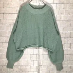 アースミュージックアンドエコロジーミント色 クロップドセーター サイズF