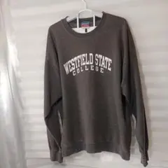 80♪US古着チャンピオンウェストフィールド大学ロゴグレーUS-L日本L-XL