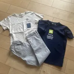 《数回着用》グレー 長ズボン &Tシャツ2枚セット140サイズ