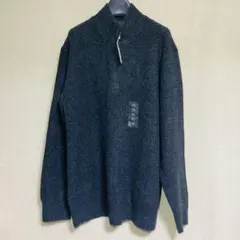 新品　UNIQLO ユニクロ　スフレヤーン　ハーフジップセーター　ダークグレー