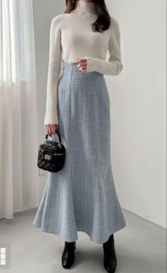 ラメチェックツイードマーメイドスカート