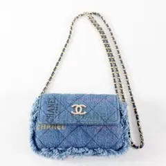 シャネル CHANEL ミニマトラッセ チェーンショルダーバッグ デニム 極美品
