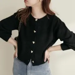 natural couture ❤︎ハート釦クルーネックカーディガン