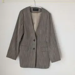【美品】URBAN RESEARCH ノーカラー ジャケット ブラウン Mサイズ